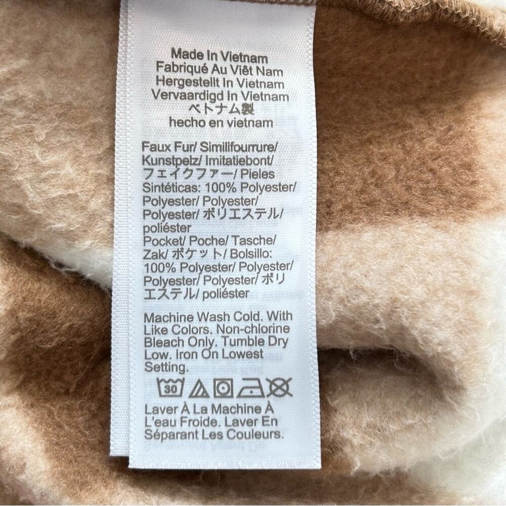 J Crew Tan Checkered Full Zip Sherpa Jacket with Pink Detail Medium - Picture 8 of 10